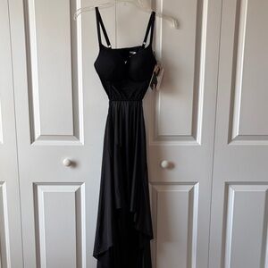 Coquette Black High-Low Slip Dress with Built-In Bra Size Small New with tags